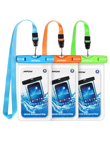 Mpow 024 Waterproof Case, Universal IPX8 Waterproof Phone Pouch Underwater Protective Dry Bag Compatible iPhone Xs Max/XS/XR/X/8/8P, Galaxy S9/S9P/, Google Pixel/HTC up to 6.5" (Blue Orange Green)