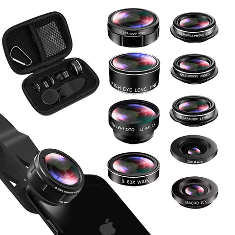 iPhone Lens Kit, Phone Lens for Andriod, KEYWING HD Cell Phone Lens for iPhone Xr, 7 Plus, 8 Plus, Xs max, Samsung. Macro+Telephoto Zoom+Fisheye+CPL+Wide Angle+Starburst+Kaleidoscope Lens