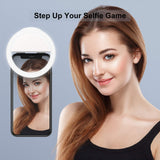 Auxiwa Clip on Selfie Ring Light [Rechargeable Battery] with 36 LED for Smart Phone Camera Round Shape, White