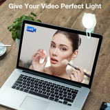 iPhone Camera Selfie Ring Light, Rechargeable Portable Clip-on Mini Selfie Light with 32 LED, Cute Cat Shape, 9 Flash Lights for iPad, Phone, Sumsung Galaxy, Android, Camera, Tablet, Laptop (Blue)