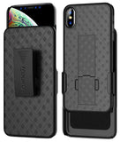 iPhone Xs Max Holster Case, Aduro Combo Shell & Holster Case - Super Slim Shell Case with Built-in Kickstand, Swivel Belt Clip Holster for Apple iPhone Xs Max (2018/2019)