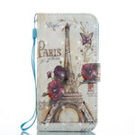 iPhone 8/iPhone 7 Diamond Case, Eiffel Tower Paris Style 3D Painted Crystal Folio Strap Wallet Case for Apple iPhone 8 / iPhone 7 4.7" with 3.5mm Anti-Dust Plug Stopper