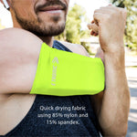 Phone Armband Sleeve: Running & Jogging High Visibility Cellphone Holder in Fluorescent Yellow to be Seen at Night. Reflective Gear & Safety Accessories for Women & Men & Kids. Fits ALL Phones (SMALL)