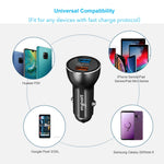 39W 12V Fast Dual USB Car Charger, Volport Metal 3A Rapid Charge Adapter with 2 Quick Charging 3.0 Port for Android Samsung Galaxy S10 S9 S8 Note 9 Note 8 LG Sony iPhone Xs Max XR X 8 Plus iPad Mini