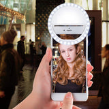 Meifigno Selfie Phone Camera Ring Light with [Rechargeable] 36 LED Light, 3-Level Adjustable Brightness On-Video Lights Clips On Night Makeup Light Compatible for iPhone Samsung Photography (White)