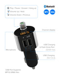 Just Wireless Bluetooth FM Transmitter for Car Dual Port USB Car Charger Wireless Bluetooth Radio Stereo Adapter Car Kit Hands-Free Calling for iPhone XS, XS Max, XR, X, 8, 7, 6, SE, 5, Samsung Galaxy