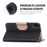 ProCase Wallet Case for iPhone XR, Folio Flip Case with Kickstand Card Holders Mirror Wristlet, Folding Stand Protective Cover for Apple iPhone XR 6.1" 2018 Release -Black