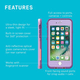 Lifeproof FRĒ SERIES Waterproof Case for iPhone 8 & 7 (ONLY) - Retail Packaging - WIPEOUT (BLUE TINT/FUSION CORAL/MANDALAY BAY)