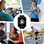 Smart Watch Bluetooth Fitness Tracker, Qidoou Android iOS Compatible Smartwatch of SIM SD Card Slot, Waterproof Pedometer Sleep Calorie Monitor Call/Message Music Clock for Kids Men Women (Black)