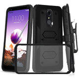 LG Stylo 4 Case/Stylo 4 Plus with Shockproof [Built-in Screen Protector] Full-Body Heavy duty PC back & Soft TPU Inner Armor Swivel Belt Clip Combo Holster Heavy Duty protective Case[Kickstand](Black)