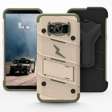 Zizo Bolt Series Compatible with Samsung Galaxy S8 Case Military Grade Drop Tested with Tempered Glass Screen Protector, Holster Desert TAN CAMO Green