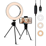 6.3'' LED Selfie Ring Light with Stand & Cell Phone Holder,Dimmable Camera Light for Smart Phone,Makeup,YouTube Video,Live Streaming