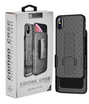 iPhone Xs Max Holster Case, Aduro Combo Shell & Holster Case - Super Slim Shell Case with Built-in Kickstand, Swivel Belt Clip Holster for Apple iPhone Xs Max (2018/2019)