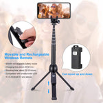 Eocean 45-Inch Selfie Stick Tripod, Extendable Selfie Stick with Wireless Remote Compatible with iPhone Xs/Xr/Xs Max/X/8 Plus/8/ iPhone XR/iPhone XS/iPhone XS Max/7 Plus/Galaxy Note 9/S9/S9 Plus/GoPro