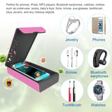 Smart Phone UV Sanitizer Portable UV Light Cell Phone Sterilizer Cleaner Aromatherapy Function Disinfector with USB Charging for iPhone Android Smart Phone Toothbrush Jewelry Watches-Pink