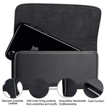 nuoku Horizontal Leather Phone Holster for iPhone Xs Max iPhone XR iPhone8Plus 7Plus 6/6sPlus Belt Clip Holster Pouch Case with ID Card Holder with Other Slim TPU PC On(Max 6.5'' Black)