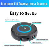 DIGMALL 2 in 1 Latest Bluetooth V5.0 Audio Transmitter Receiver with aptX Low Latency, Wireless 3.5mm AUX Adapter for TV PC Xbox Headphones Speakers Projector CD Player Home Stereo System with RCA