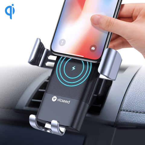 VICSEED Wireless Charger Car Mount, Qi Certified Fast Wireless Car Charger, Handsfree Car Vent Cell Phone Holder, Compatible iPhone Xs Max Xs Xr X 8 Plus 8 Galaxy S9 S8 S7 etc.