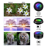 Phone Camera Lens Kit, 9 in 1 Zoom Universal Telephoto Lens+198° Fisheye lens + 0.36 Super Wide Angle Lens + 0.63X Wide Lens +20X Macro Lens + 15X Macro Lens + CPL + Kaleidoscope Lens + Starburst Lens