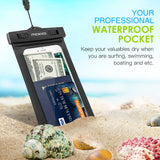 MoKo Waterproof Phone Pouch, Underwater Waterproof CellPhone Case Dry Bag with Lanyard Armband Compatible with iPhone X/Xs/Xr/Xs Max, 8/7/6s Plus, Samsung Galaxy S10/S9/S8 Plus, S10 e, S7 edge, Black