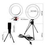 6.3'' LED Selfie Ring Light with Stand & Cell Phone Holder,Dimmable Camera Light for Smart Phone,Makeup,YouTube Video,Live Streaming