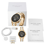 Michael Kors Access Womens Runway Touchscreen Smartwatch Stainless Steel Bracelet watch, Two tone Gold tone and white, MKT5057