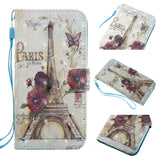 iPhone 8/iPhone 7 Diamond Case, Eiffel Tower Paris Style 3D Painted Crystal Folio Strap Wallet Case for Apple iPhone 8 / iPhone 7 4.7" with 3.5mm Anti-Dust Plug Stopper