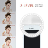 Selfie Ring Light, Oternal Rechargeable Portable Clip-on Selfie Fill Light with 36 LED for iPhone Android Smart Phone Photography, Camera Video, Girl Makes up (White)