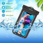 MoKo Waterproof Phone Pouch, Underwater Waterproof CellPhone Case Dry Bag with Lanyard Armband Compatible with iPhone X/Xs/Xr/Xs Max, 8/7/6s Plus, Samsung Galaxy S10/S9/S8 Plus, S10 e, S7 edge, Black