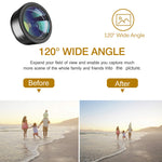 Phone Camera Lens,Upgraded 3 in 1 Phone Lens kit-198° Fisheye Lens + 20X Macro Lens + 120° Wide Angle Lens,Clip on Cell Phone Lens Kits Compatible with iPhone,iPad,Most Android Phones and Smartphones