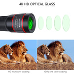 Cell Phone Lens, 20X Zoom Telephoto Lens, HD Phone Camera Lens for iPhone, Samsung, Android Smartphone, Monocular Telescope (Black)