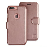 LUPA iPhone 8 Plus Wallet Case, Durable and Slim, Lightweight with Classic Design & Ultra-Strong Magnetic Closure, Faux Leather, Rose Gold, Apple 8 Plus