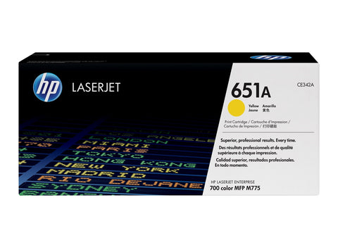 HP 651A Yellow Original LaserJet Toner Cartridge, Codigo: CE342A