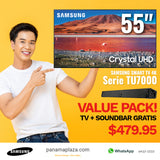 VALUE PACK! TV SAMSUNG 4K UHD 55" TU7000 CRYSTAL 2020 MAS SOUNDBAR XTECH XTS-800